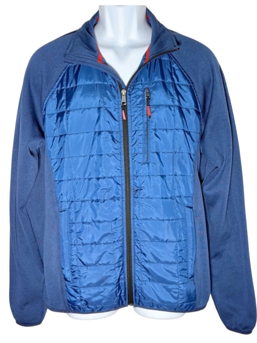 Orvis Mens Dual-Blue Mixed Media Lightweight Full Zip Quilted Jacket SzM Rugged
